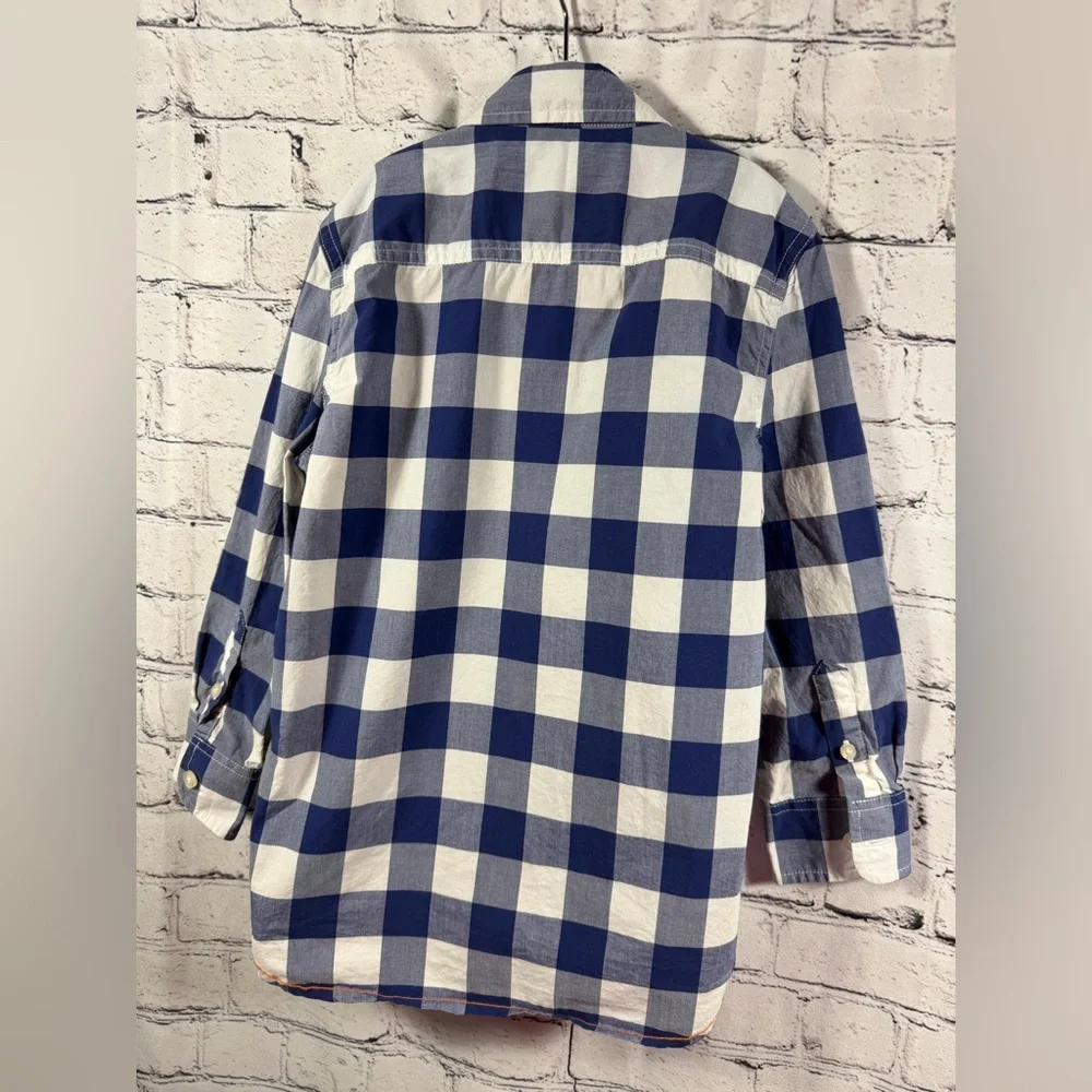 Boden EUC Blue and White Checkered Button-Down Shirt